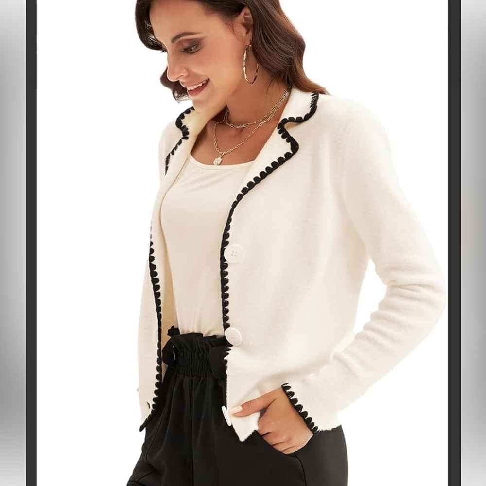 Liumilac lapel collar knit cardigan sweater - Picture 3 of 4